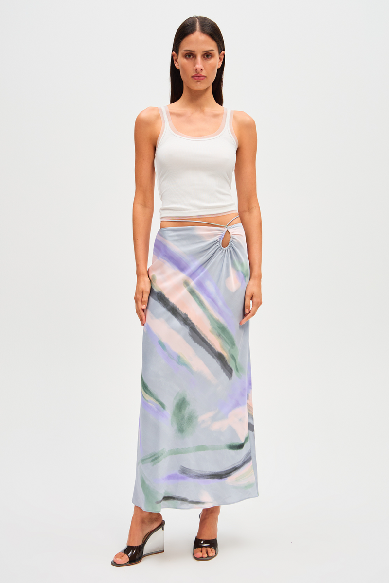 Lavender Melody Satin Skirt in Elysian Fields Maxi Skirt