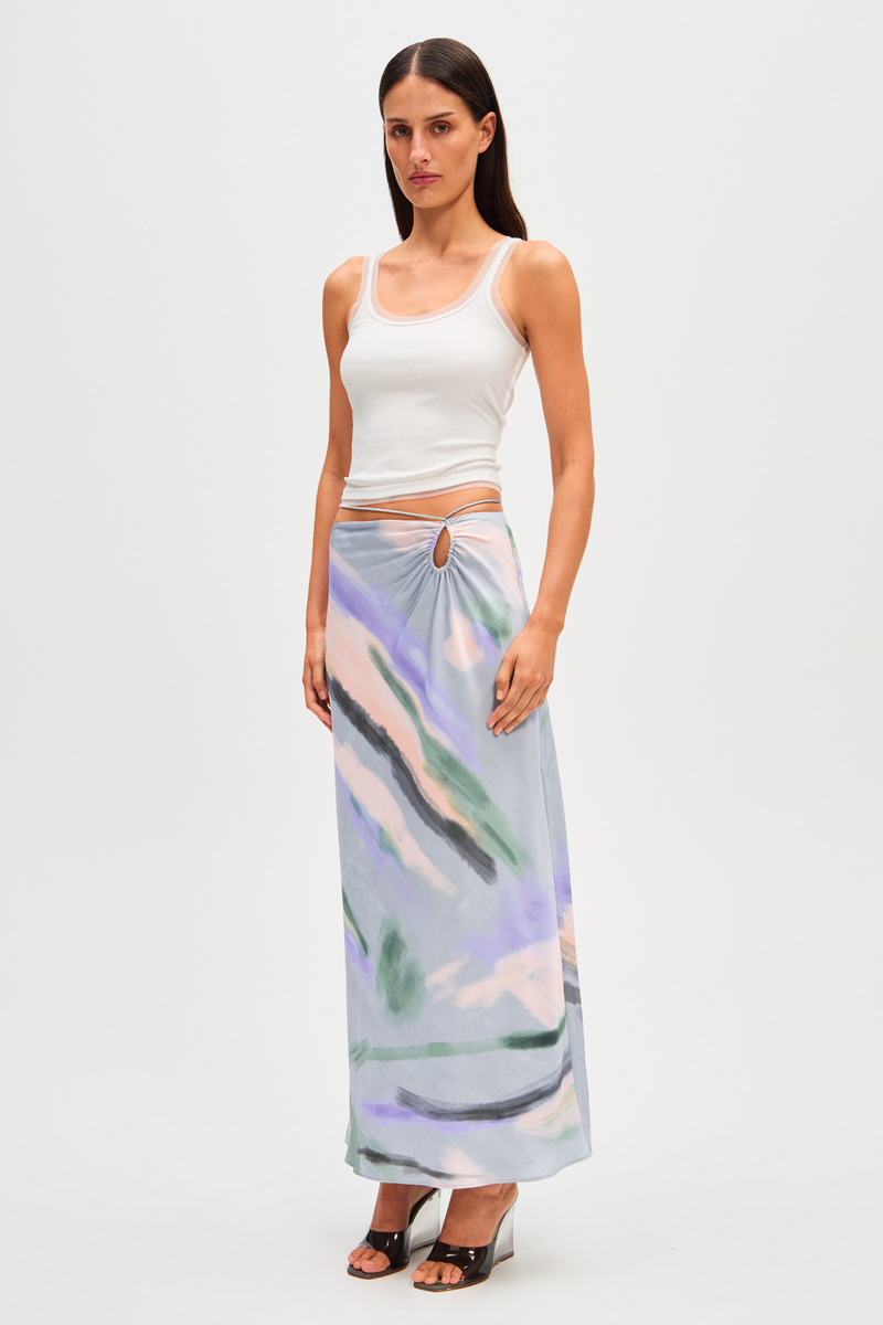 Lavender Melody Satin Skirt in Elysian Fields Maxi Skirt