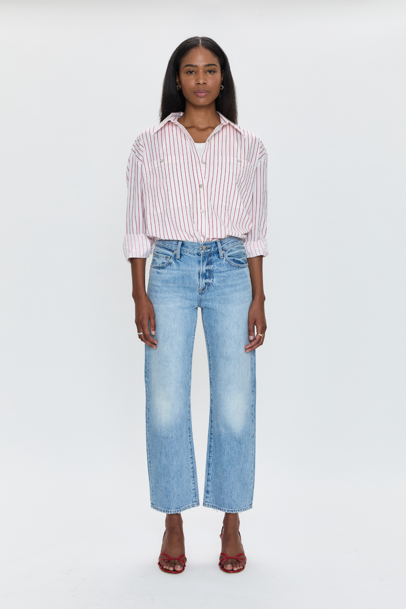 Lavender Lexi Mid Rise Bowed Straight Jean | Athens Jeans