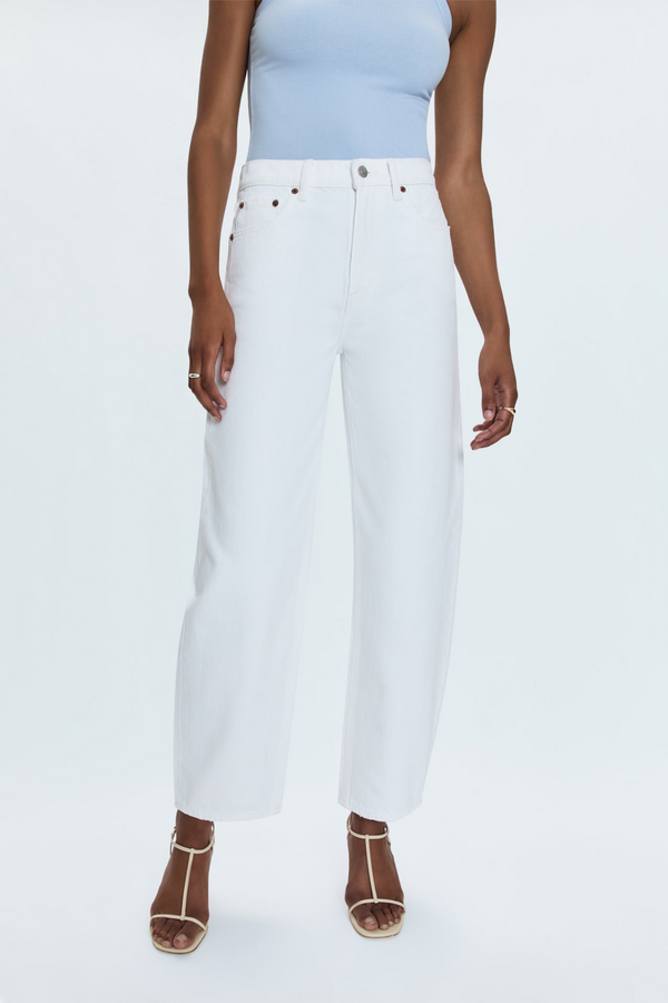 Lavender Wes High Rise Barrel Jean | Vivid White Jeans