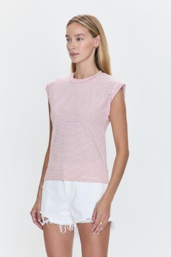 Lavender Olivia Top in White Ruby Stripe Top