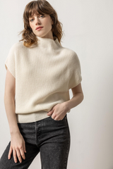 Light Gray Ribbed Funnel Neck Sweater Sweater