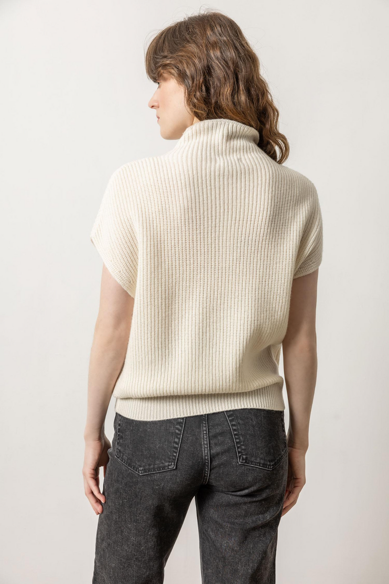 Light Gray Ribbed Funnel Neck Sweater Sweater