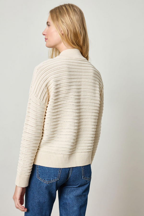 Light Gray Pointelle Half Zip Sweater Sweater