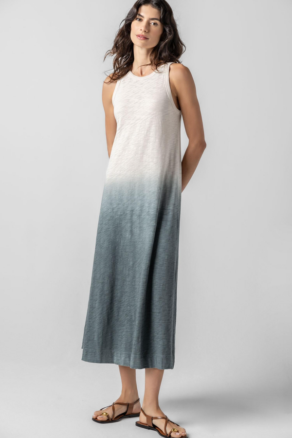 Ombre Jewel Neck Tank Dress in Vine Ombre
