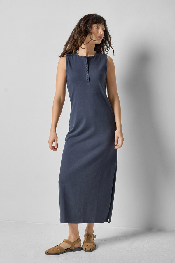 Light Gray Henley Maxi Dress Maxi Dress