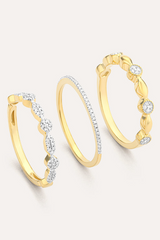 White Smoke Shiny Three Stackable Ring Rings