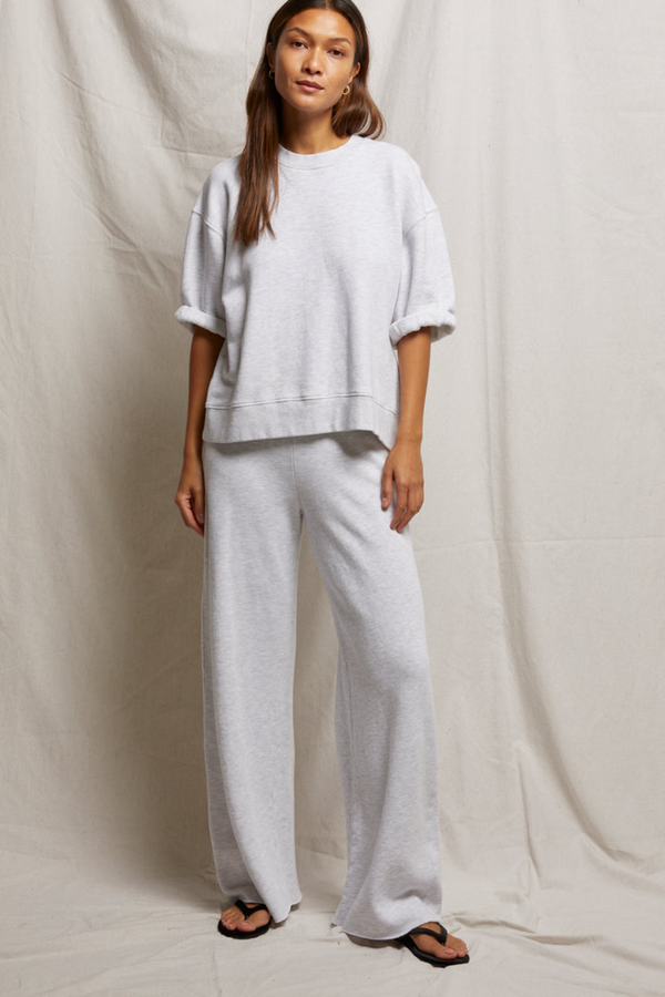 Gray Amber French Terry Wide Leg Pant Pant