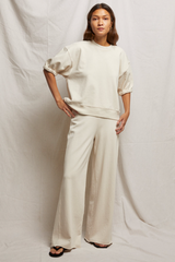 Gray Amber French Terry Wide Leg Pant Pant