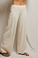 Gray Amber French Terry Wide Leg Pant Pant