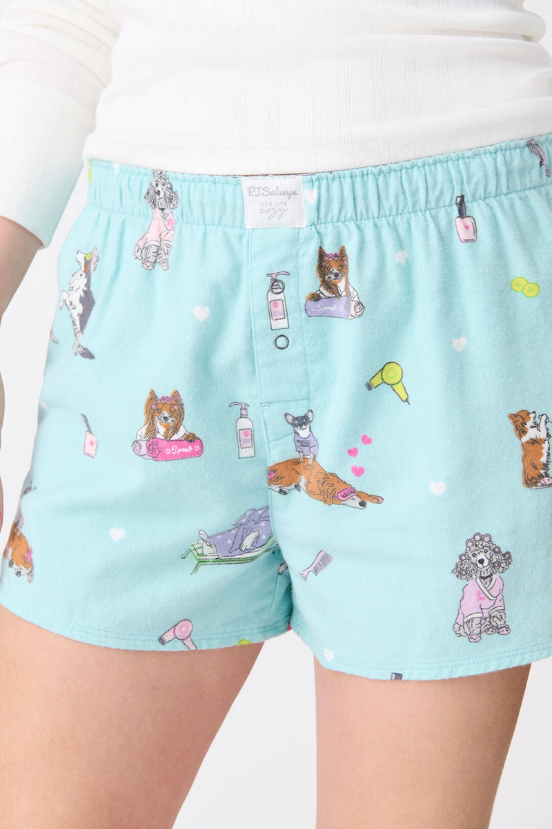 Light Gray Spaw Day Flannel Short Pajama Shorts