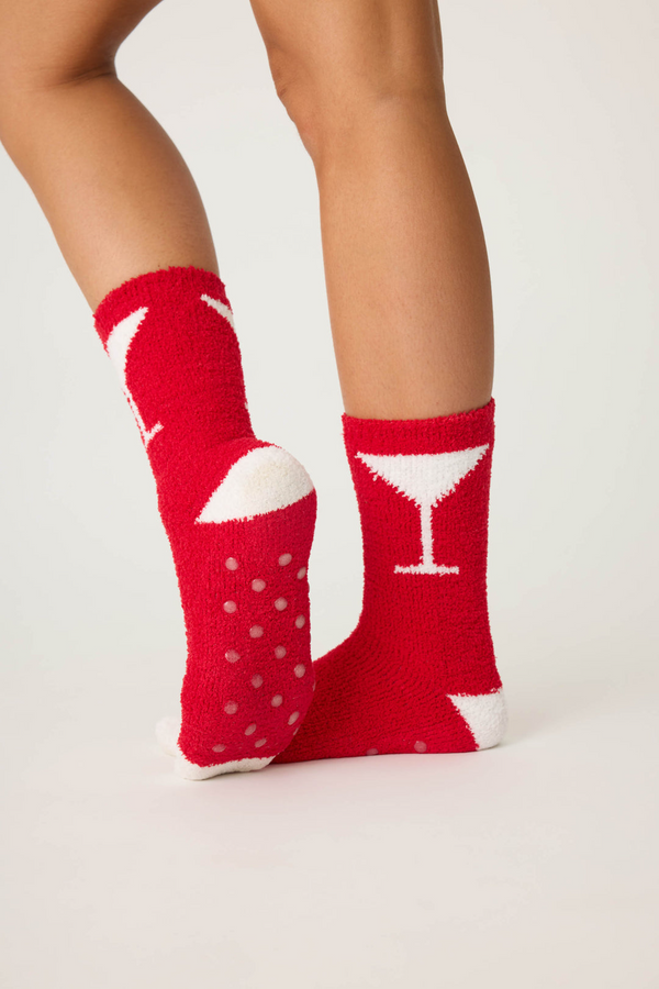 Light Gray Martini Fun Socks Socks