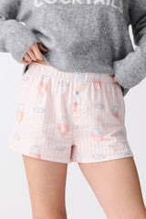 Light Gray Rose All Day Flannel Short Pajama Shorts