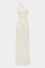 Beige The Sabine Foil Jersey Gown GOWN