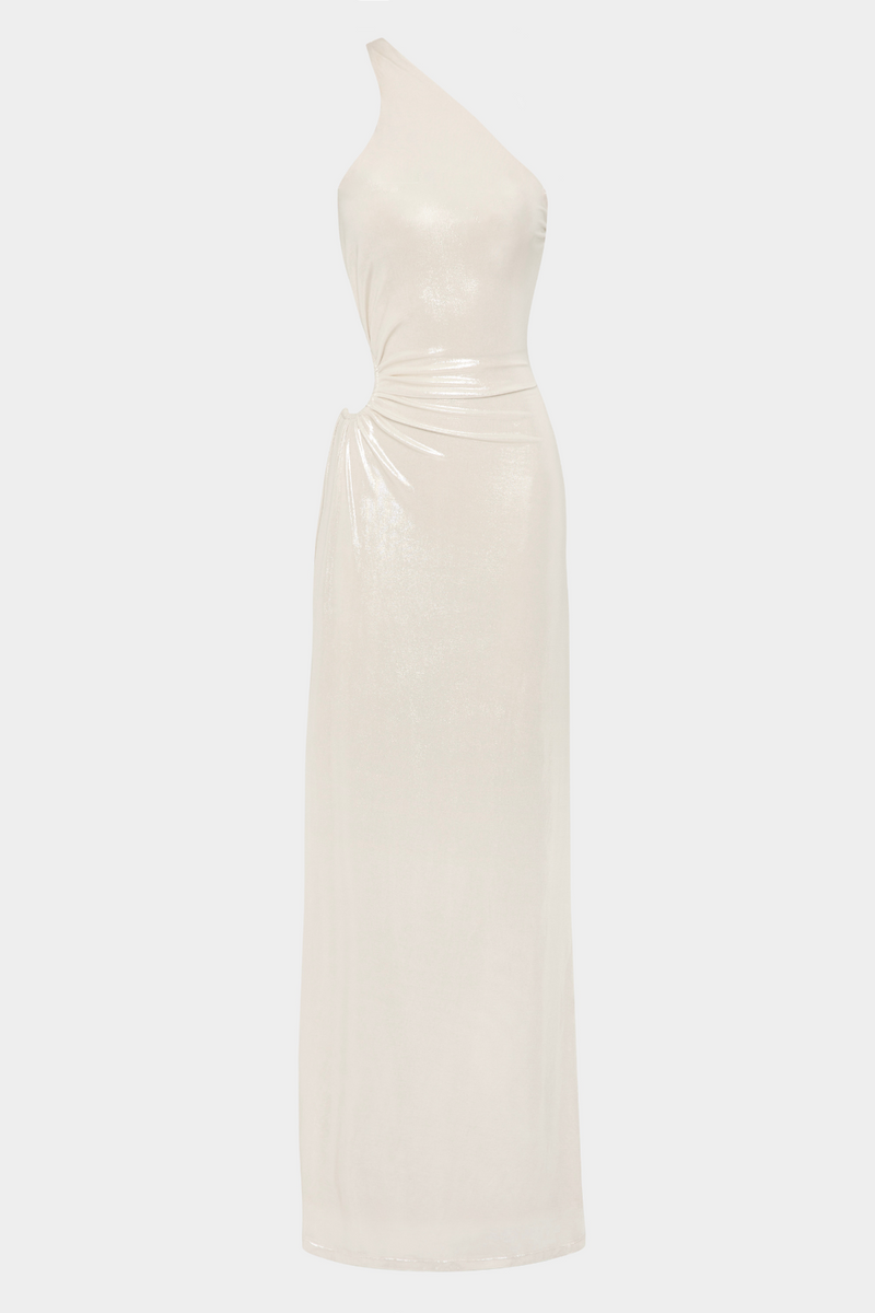 Beige The Sabine Foil Jersey Gown GOWN