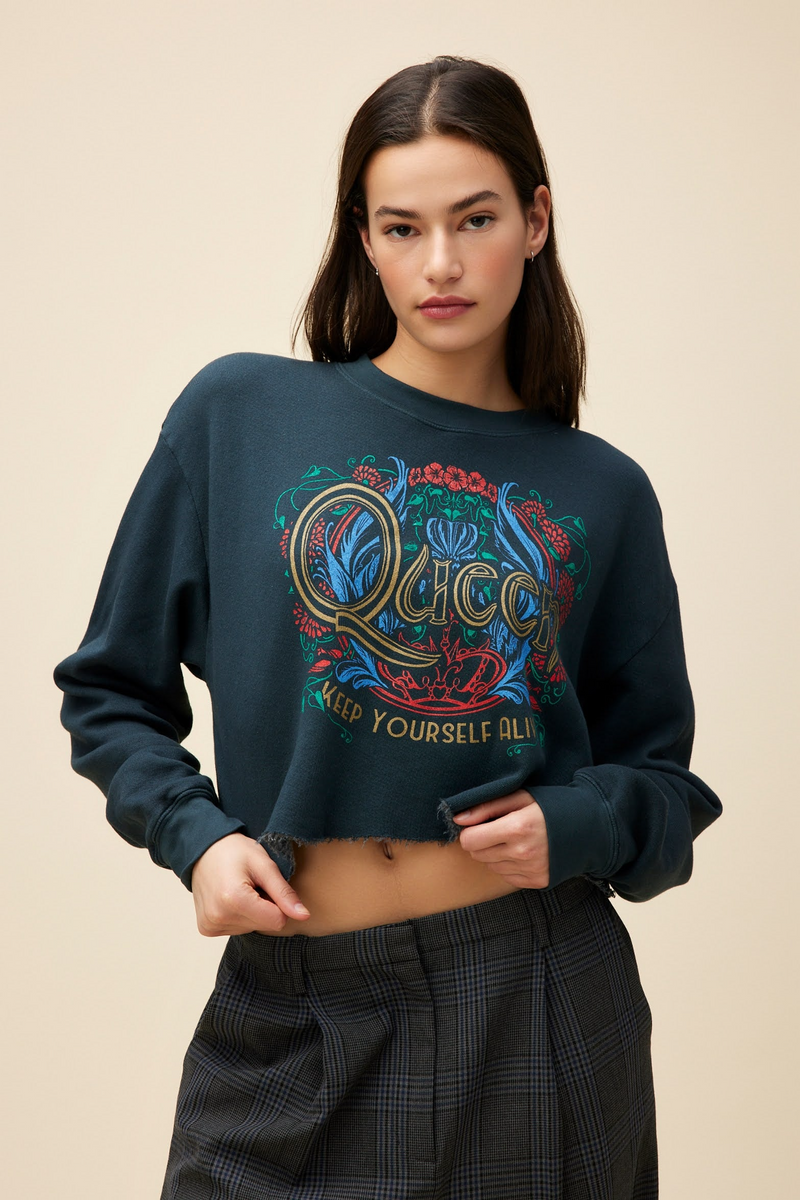 Wheat Queen Keep Yourself Alive Cut Off Sweatshirt Sweatshirt