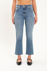 Dim Gray Shy Girl Crop Flare | Brooklyn Jeans