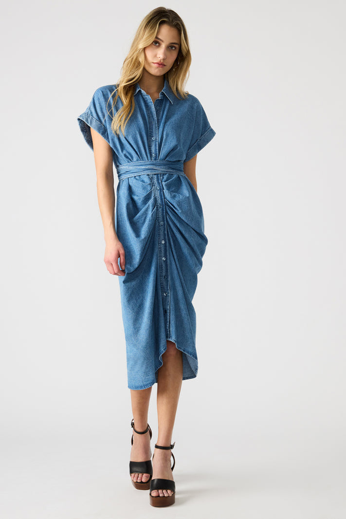 Lavender Tori Dress | Chambray Blue Midi Dress