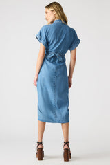 Antique White Tori Dress | Chambray Blue Midi Dress