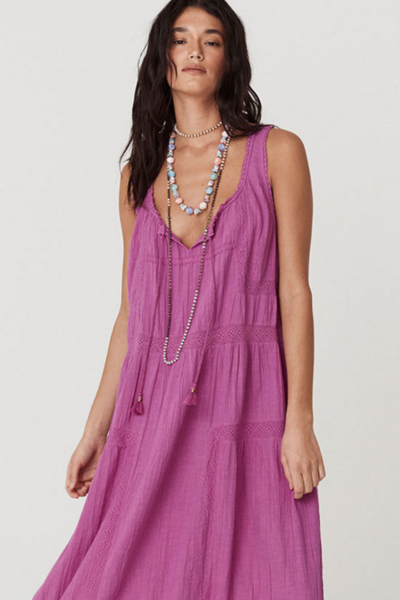 Light Gray Serendipity Lace Sundress in Orchid Maxi Dress