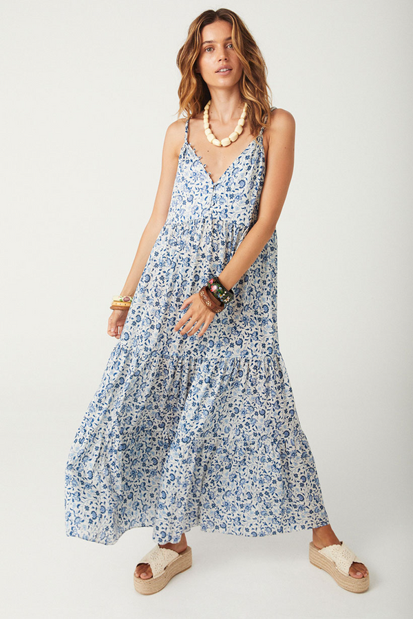 Light Gray Sunshine Bandit Strappy Gown Maxi Dress