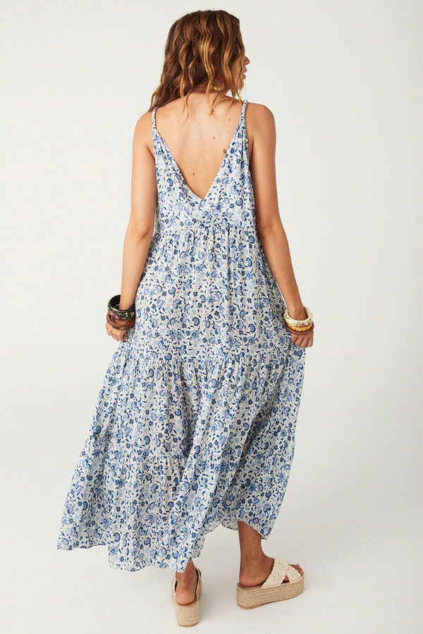 Light Gray Sunshine Bandit Strappy Gown Maxi Dress