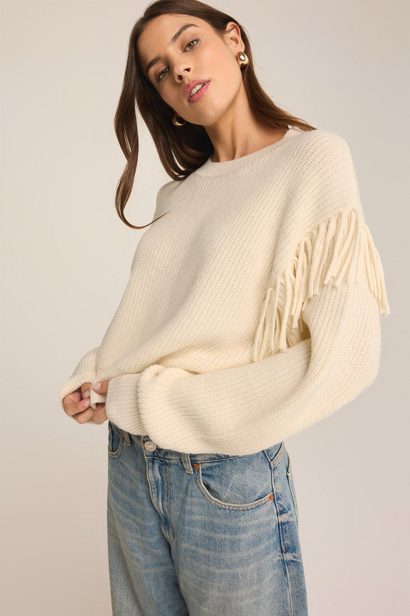 Light Gray On The Fringe Sweater Sweater