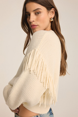 Light Gray On The Fringe Sweater Sweater