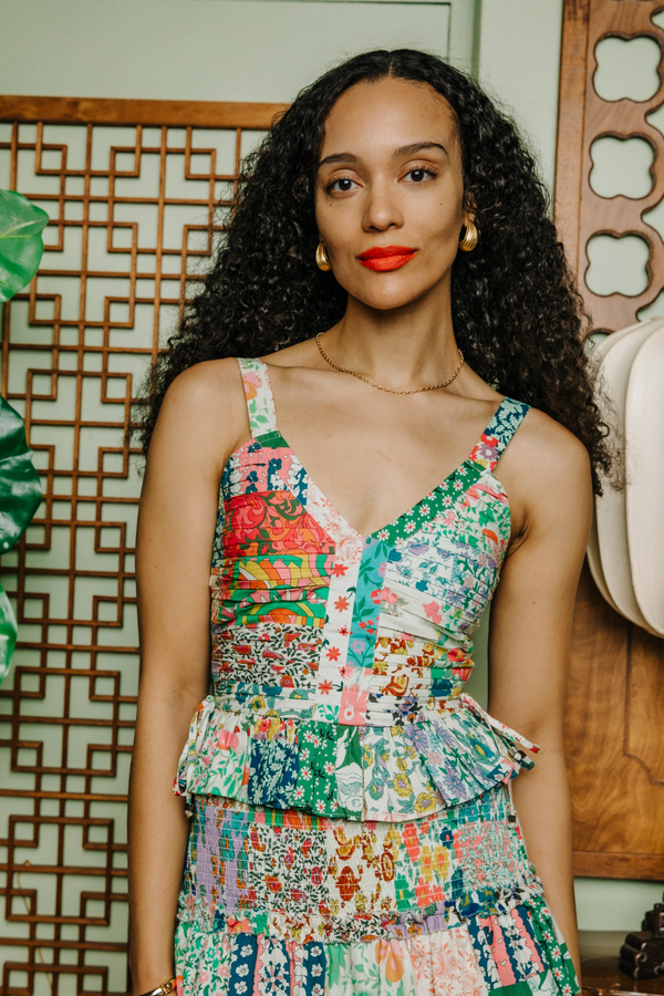 Rosy Brown Taylor Top in Patchwork Print Tank