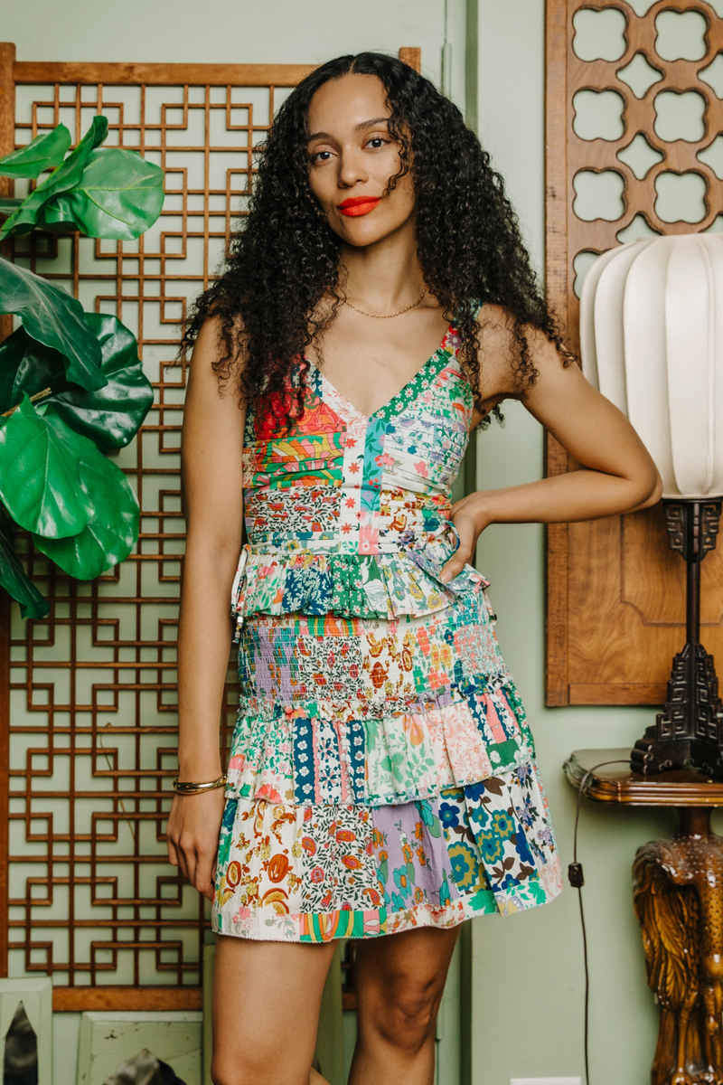 Rosy Brown Taylor Top in Patchwork Print Tank