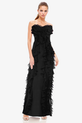 Black The Khefri | Strapless Chiffon Gown GOWN