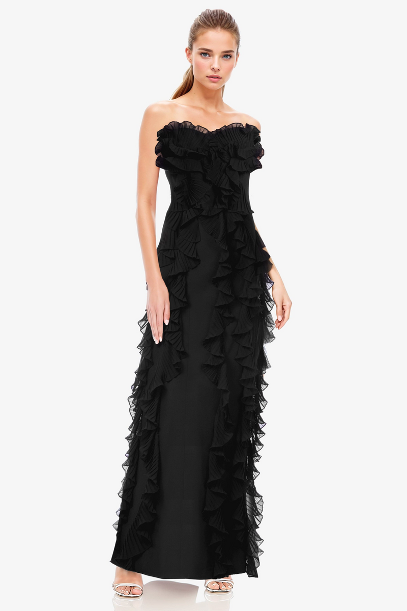 Black The Khefri | Strapless Chiffon Gown GOWN