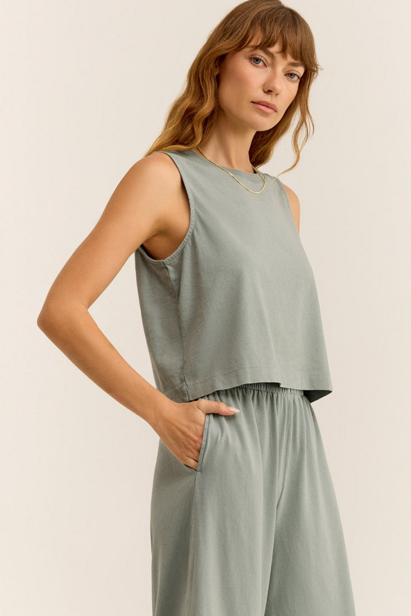 Light Gray Sloane Cotton Jersey Muscle Tank Top