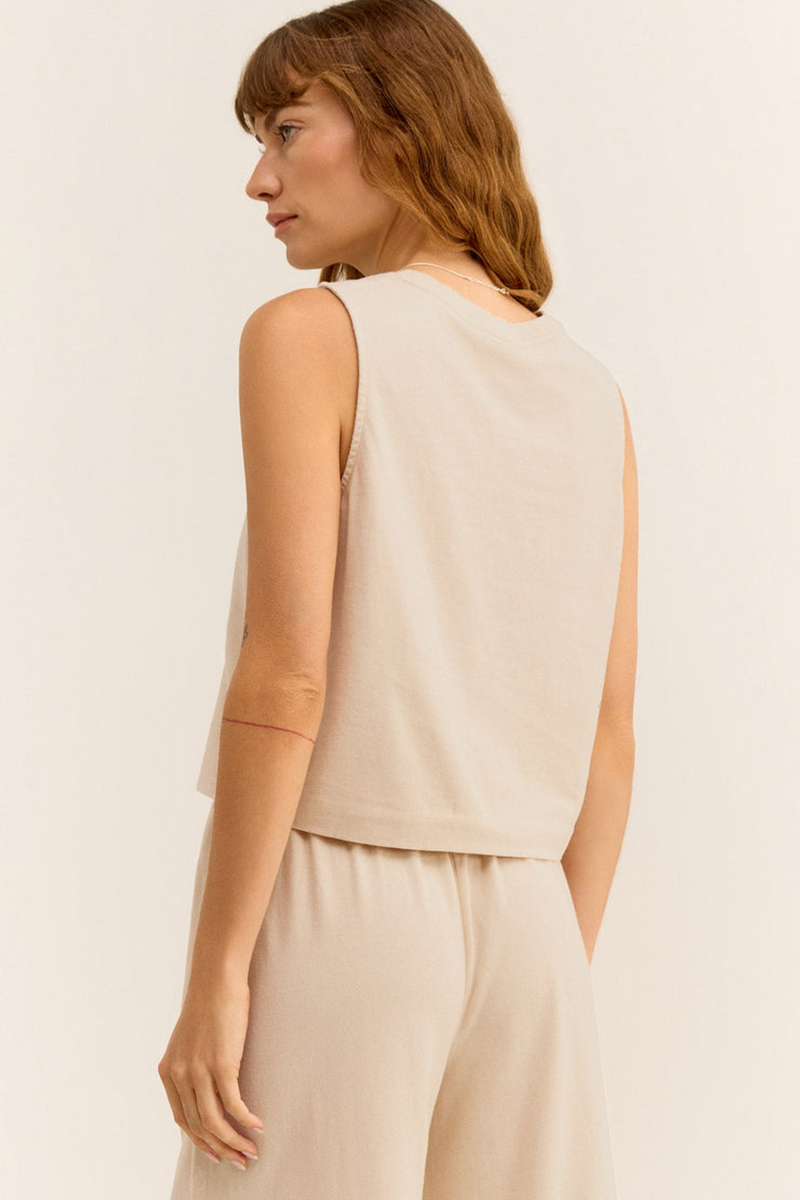 Bisque Sloane Cotton Jersey Muscle Tank Top