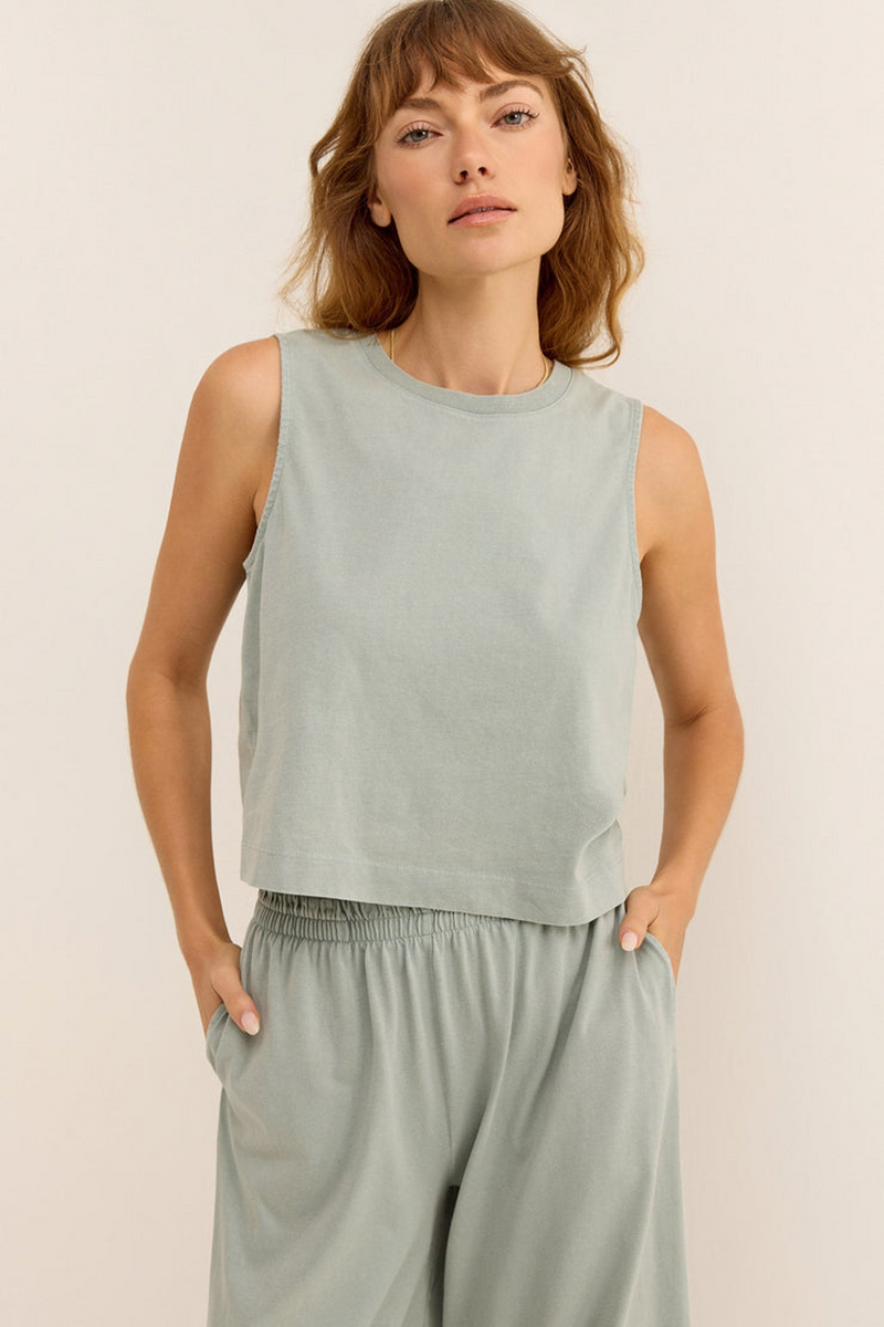 Light Gray Sloane Cotton Jersey Muscle Tank Top