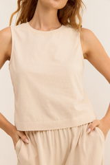 Wheat Sloane Cotton Jersey Muscle Tank Top