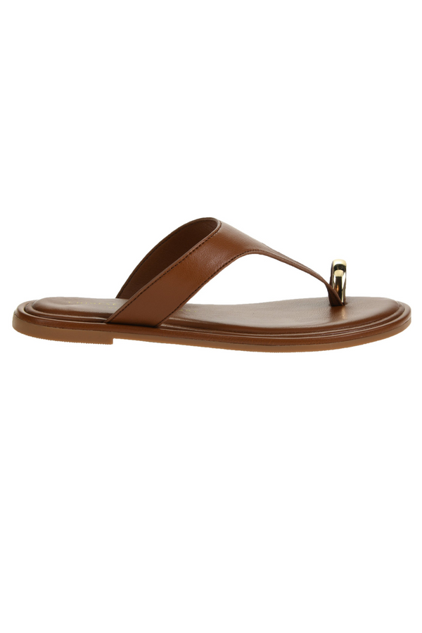 Dark Olive Green Maizy Flat Sandal | Gold Sandal