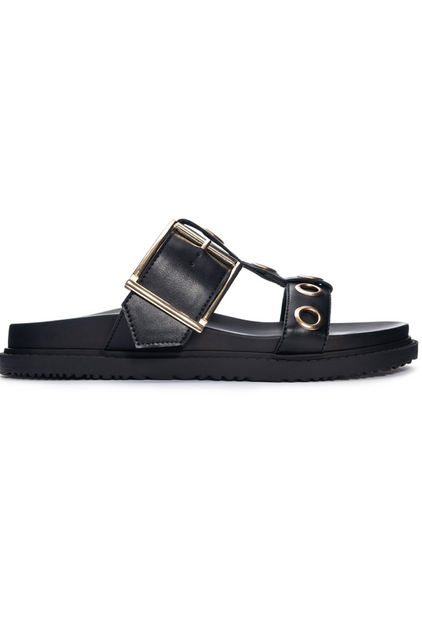 Dark Slate Gray Rozalia Slide Sandal | Black Sandal