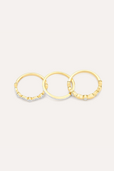 White Smoke Shiny Three Stackable Ring Rings