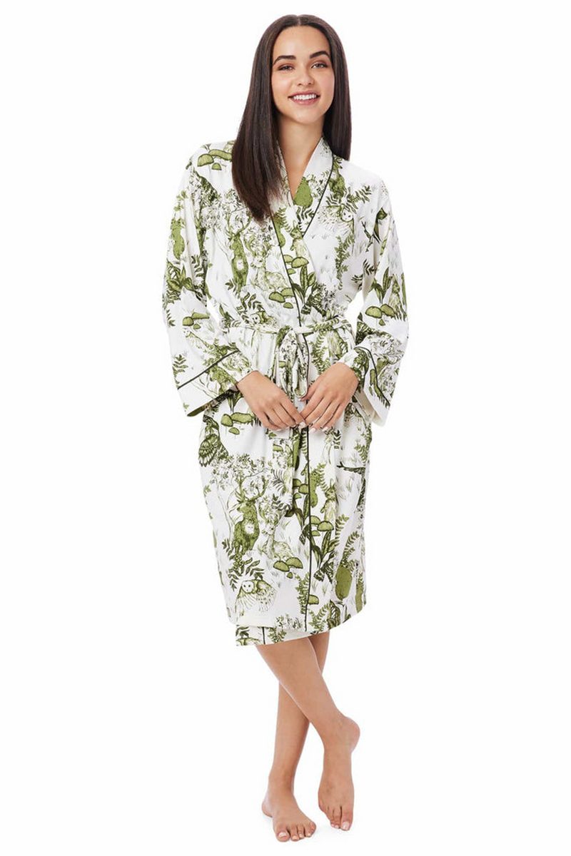 Light Gray Pima Knit Kimono Robe | Woodside Bath Robe