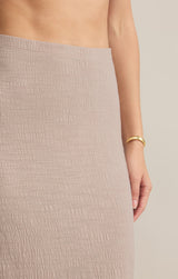 Tan Delavine Textured Midi Skirt Midi Skirt