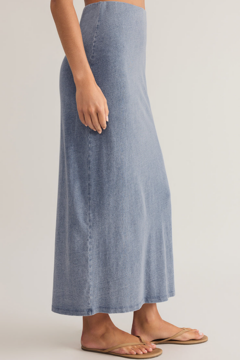 Light Gray Gail Jersey Denim Midi Skirt Midi Dress