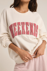 Light Gray Oversized Weekends Sweatshirt Sweatshirt