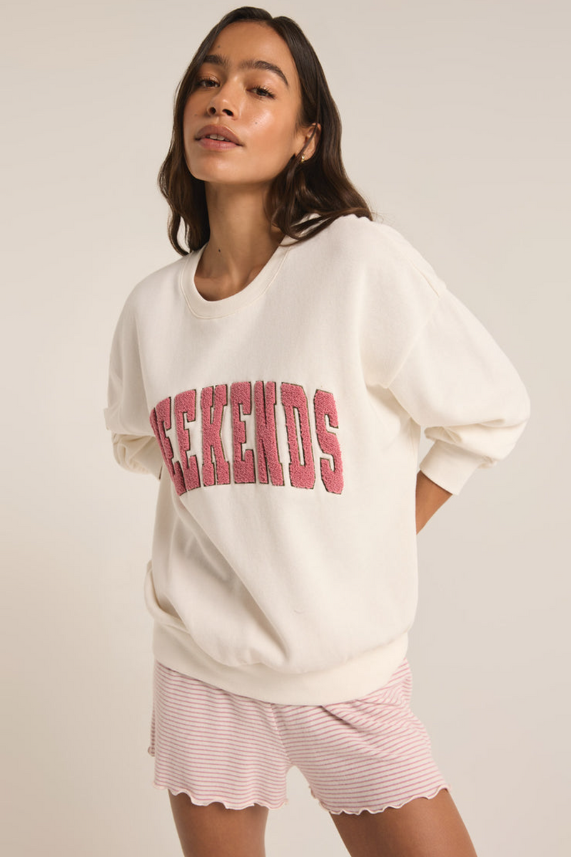 Light Gray Oversized Weekends Sweatshirt Sweatshirt