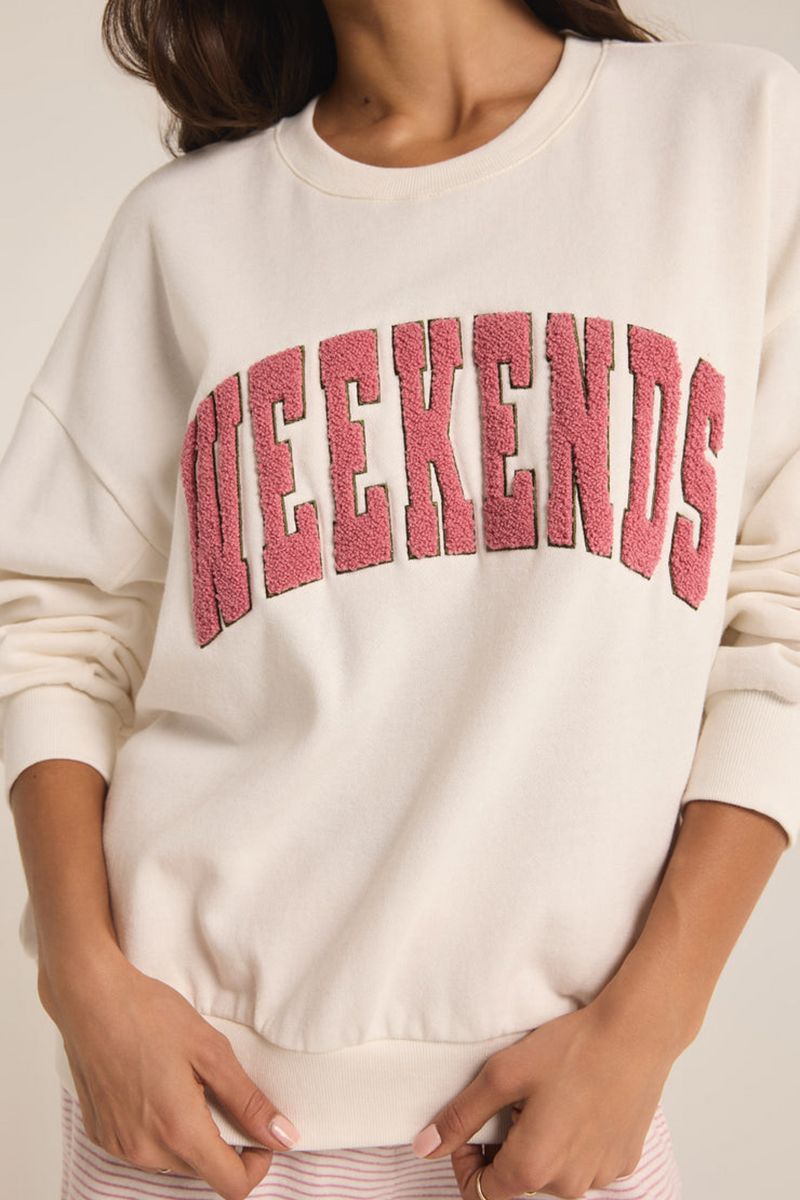 Light Gray Oversized Weekends Sweatshirt Sweatshirt