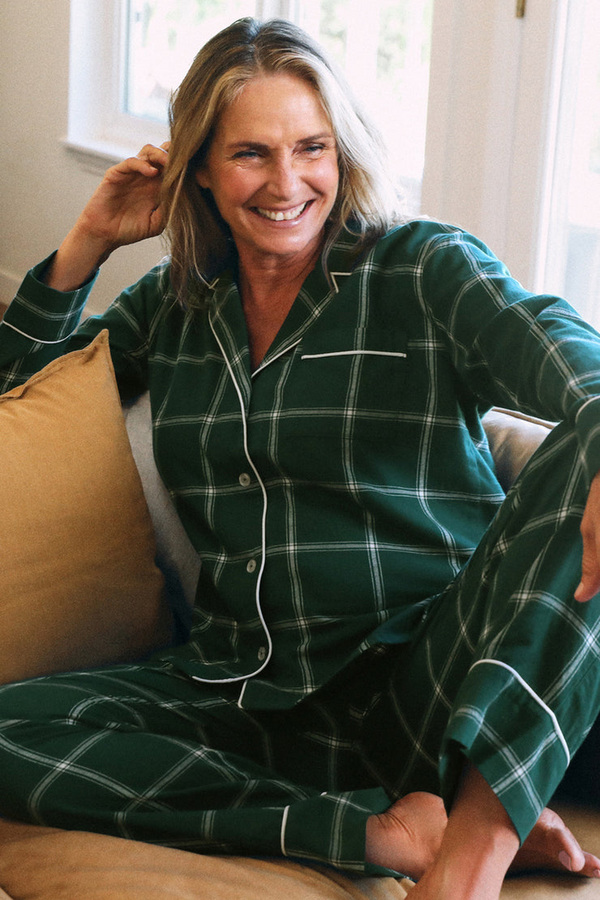 Gray Dreamer Plaid Flannel Set Pajamas