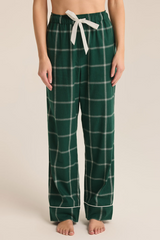 Dark Slate Gray Dreamer Plaid Flannel Set Pajamas