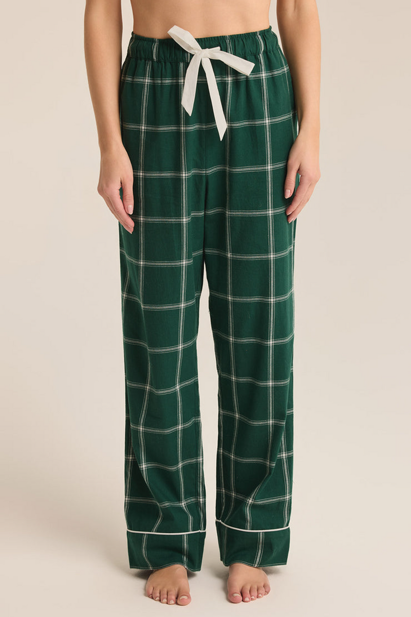 Dark Slate Gray Dreamer Plaid Flannel Set Pajamas