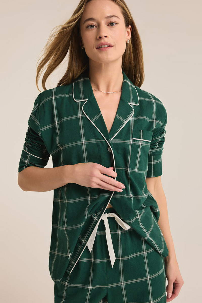 Gray Dreamer Plaid Flannel Set Pajamas