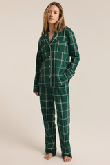 Light Gray Dreamer Plaid Flannel Set Pajamas